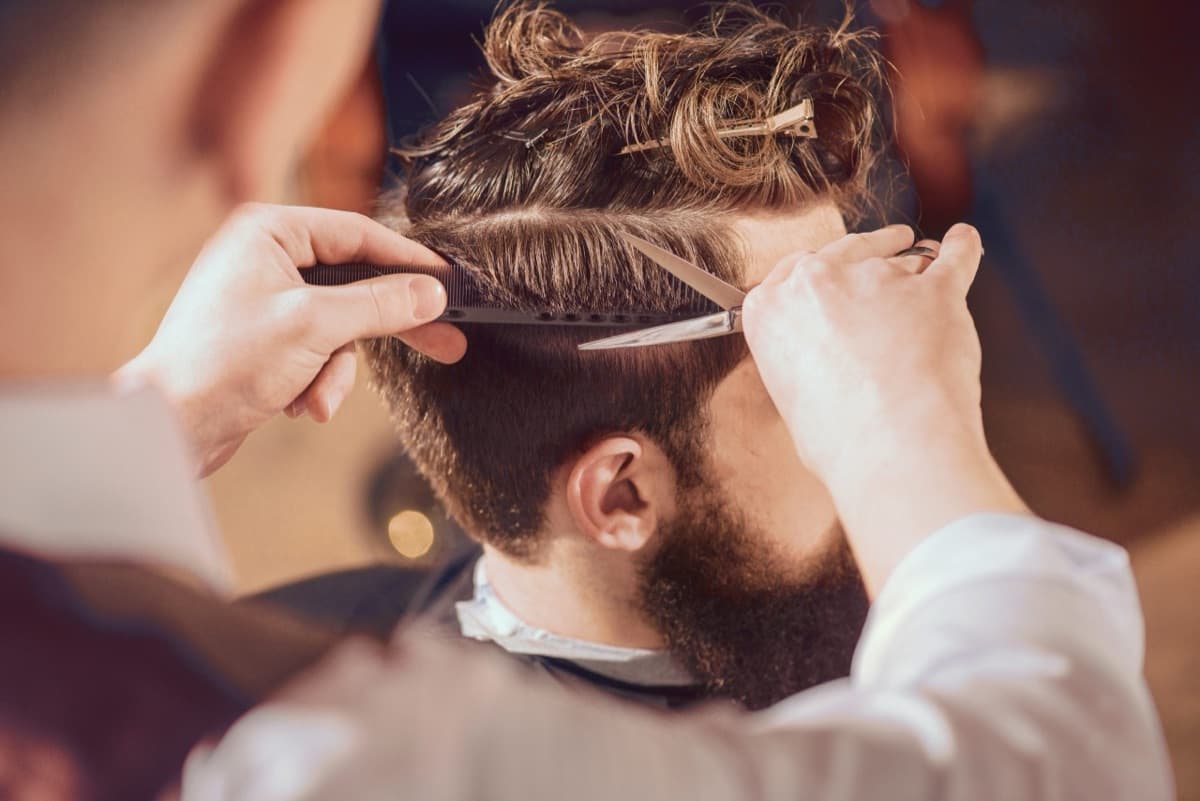 Professional barber at work